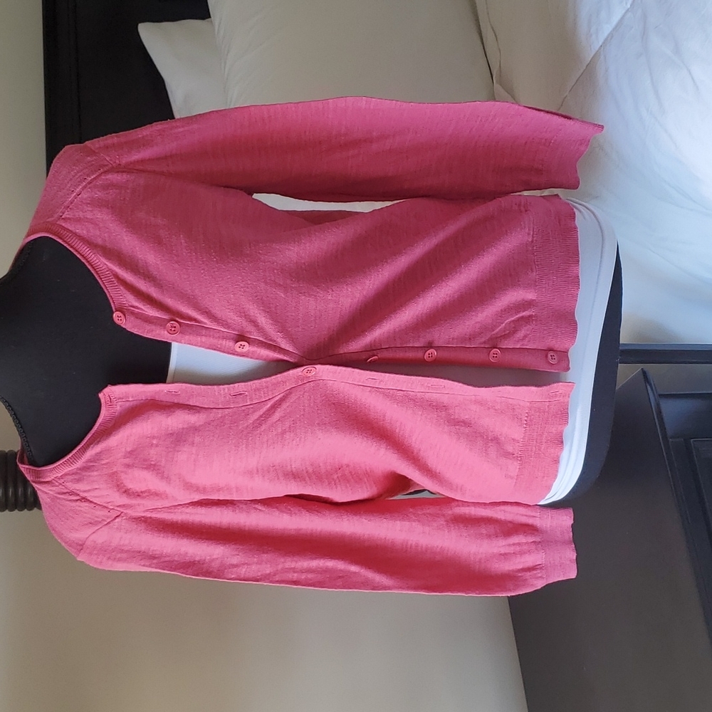 Ann Taylor Loft Coral Button-Down Cardigan
